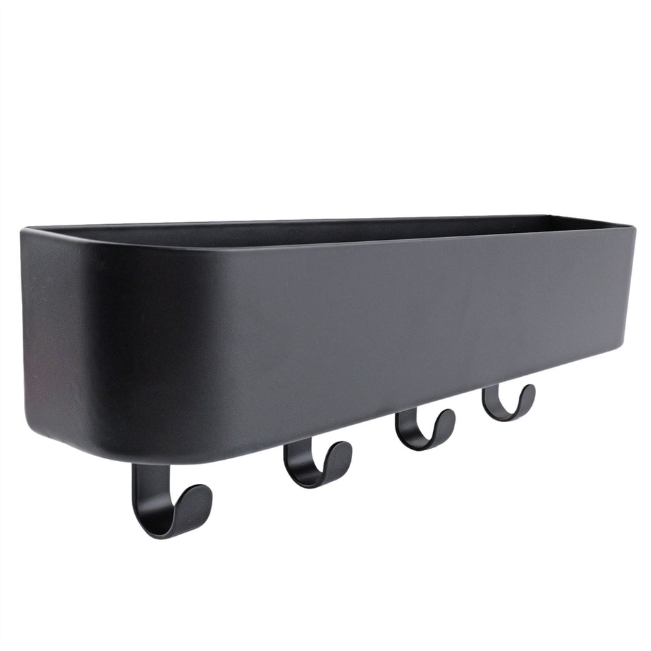 Wall Mounted Shelf Key Hooks - Black & White - 4 Hook Entryway Letter Holder