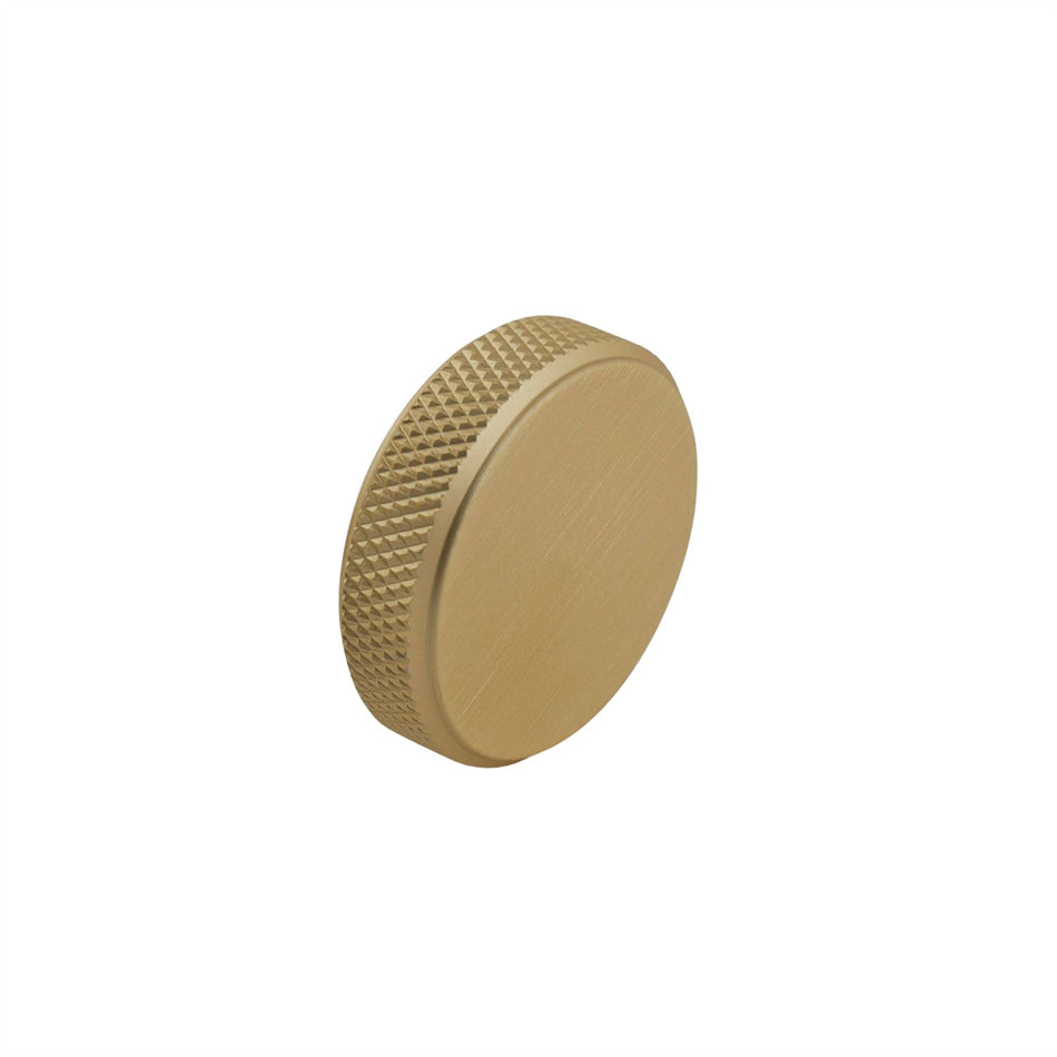 10 Pack Knurled Edge Coin Knob 35mm - Brushed Brass