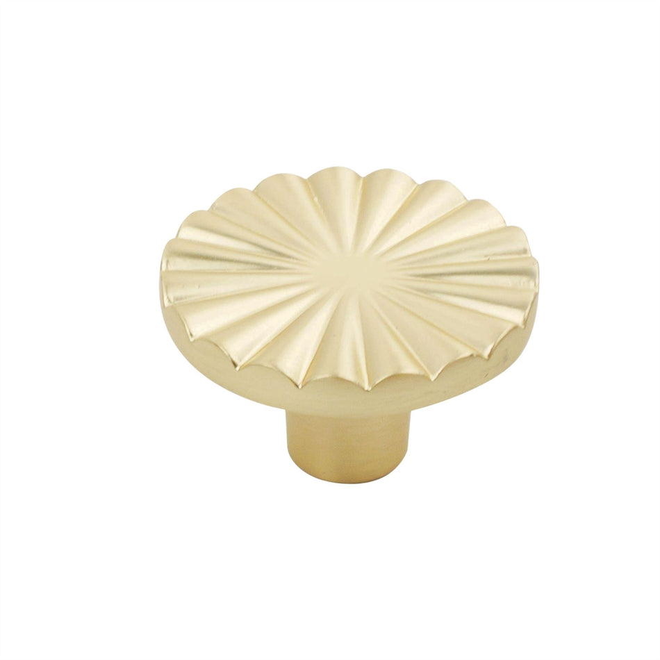 10 Pack Modern Chic Round Knobs 30mm Brushed Brass
