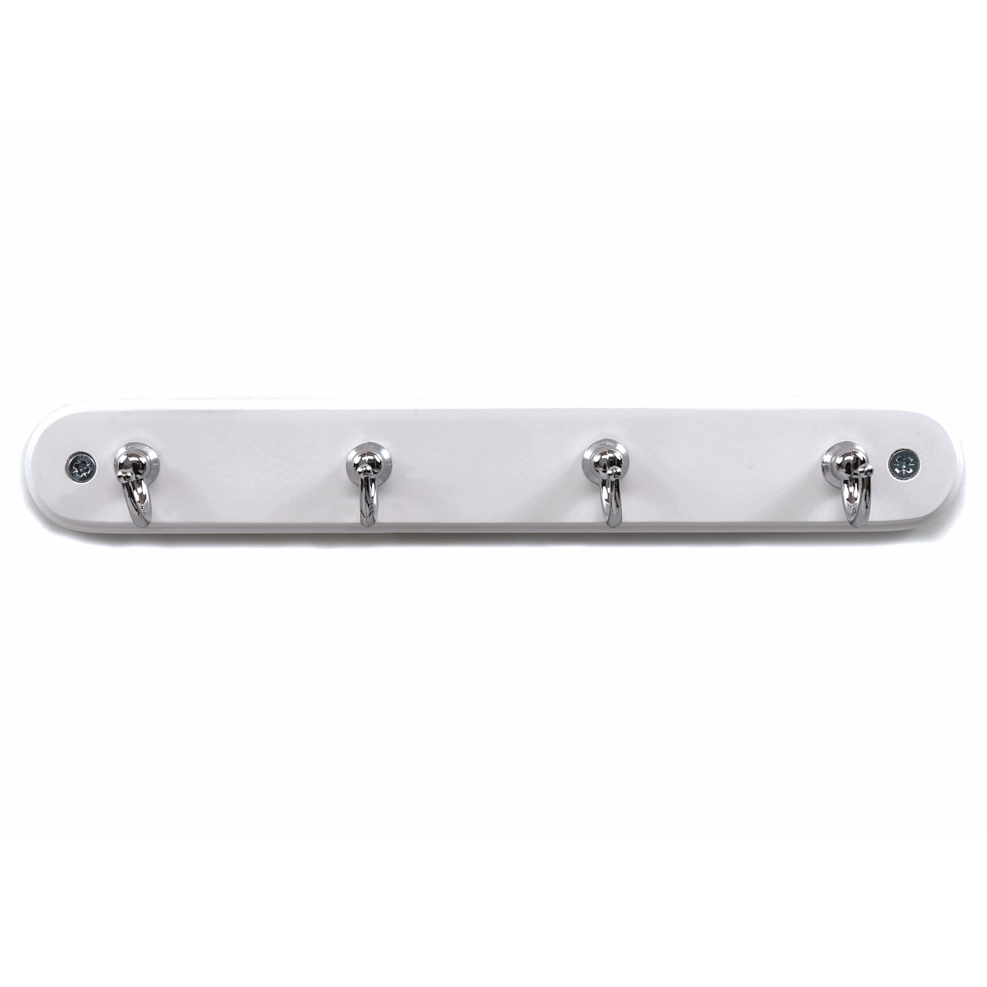White Wooden Key Tidy with 4 Chrome Hooks – Select Hardware