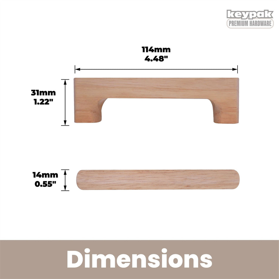 10 Pack Japandi Wooden Handles 96mm Cabinet Drawer Handle