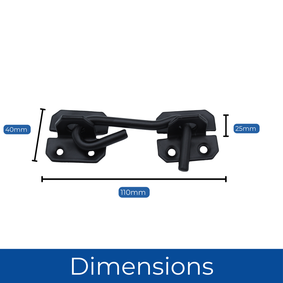 Wire Cabin Hook Eye Latch 3 Inch (75mm) Gate & Door Lock - Black