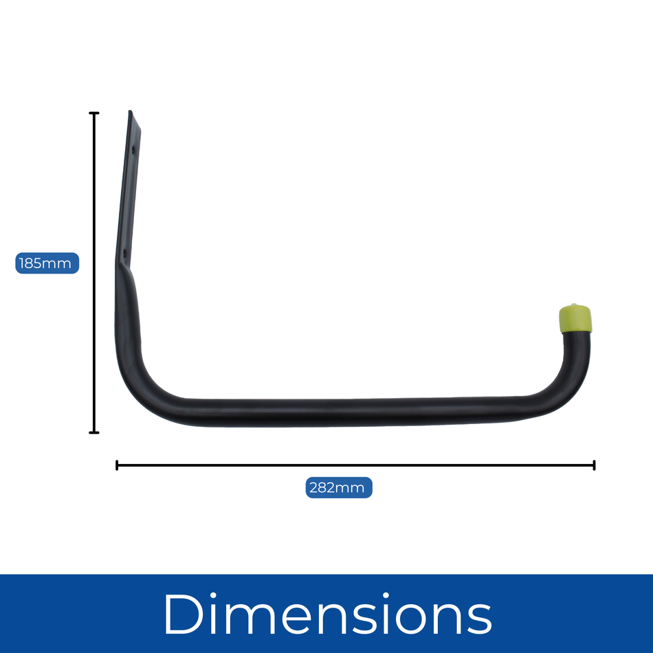 Black Universal Garage Hook with Yellow End Caps - 25cm - 1 Pack