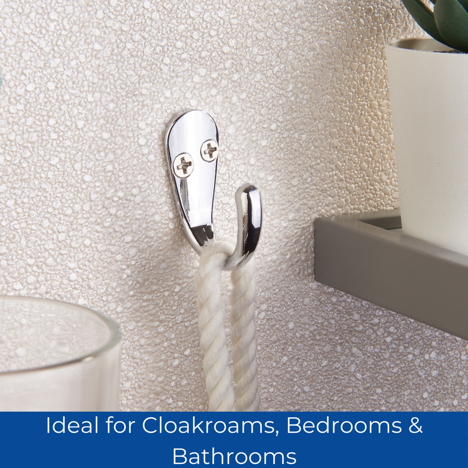 Chrome Single Robe Hooks 2 Pack