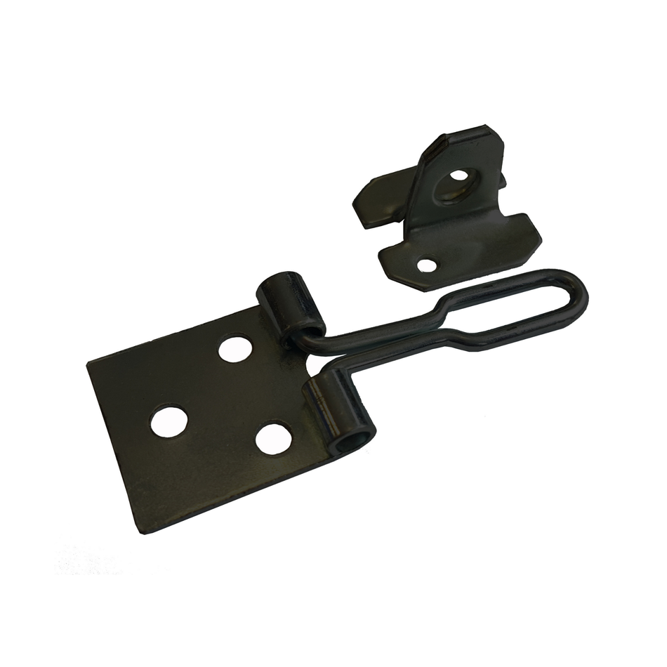 Wire Hasp & Staple 3 Inch (75mm) Shed Door & Hutch Lock - Black