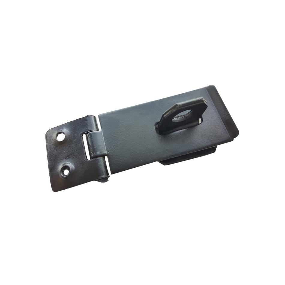Safety Hasp & Staple 3 Inch (75mm) Gate, Shed & Cabinet Door Lock - Black
