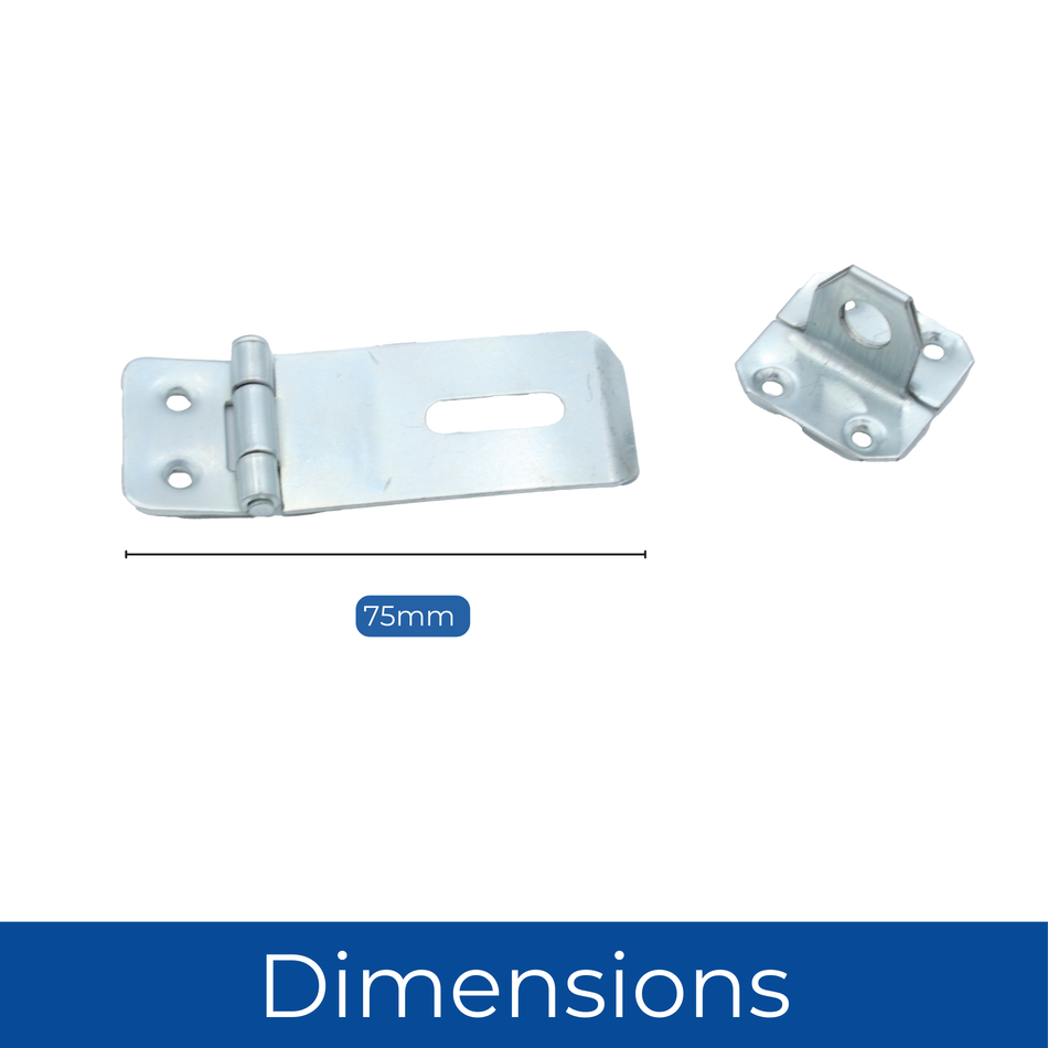 Safety Hasp & Staple 3 Inch (75mm) Gate, Shed & Cabinet Door Lock - Zinc Plated