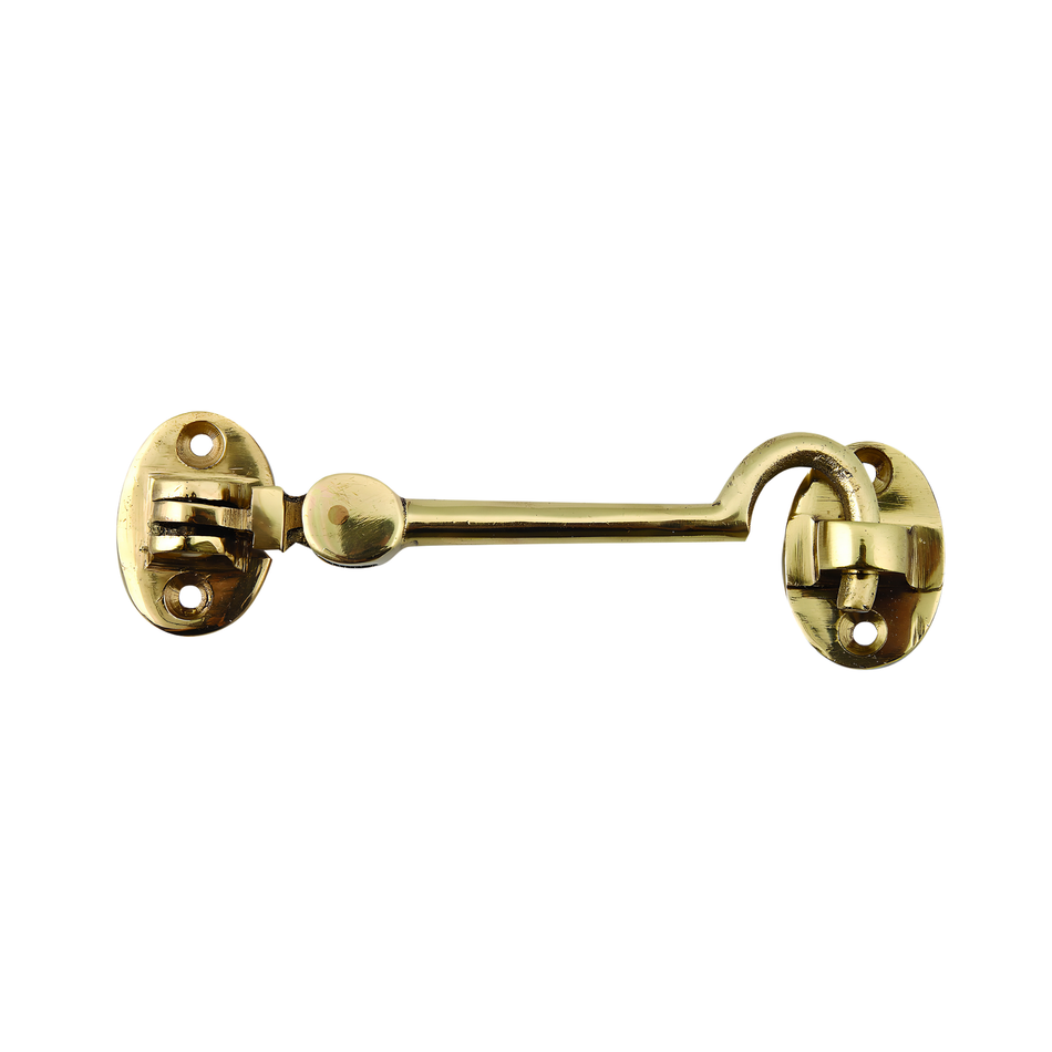 Cabin Hook Eye Latch 4 Inch (100mm) Gate & Door Lock - Polished Brass