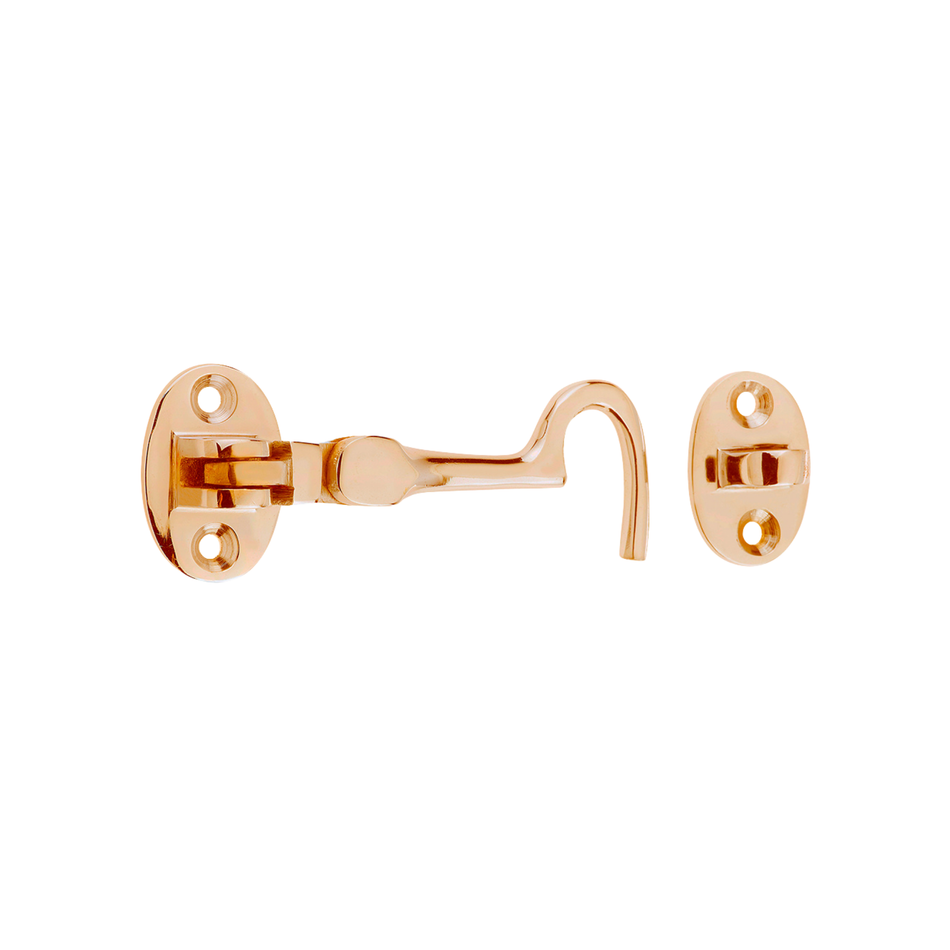 Cabin Hook Eye Latch 3 Inch (75mm) Gate & Door Lock - Polished Brass