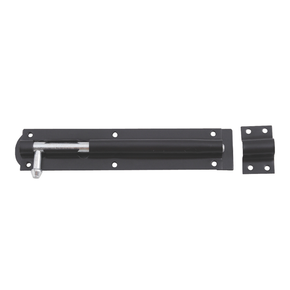 Garden Gate Shed Tower Bolt 8 Inch (200mm) Sliding Latch - Black
