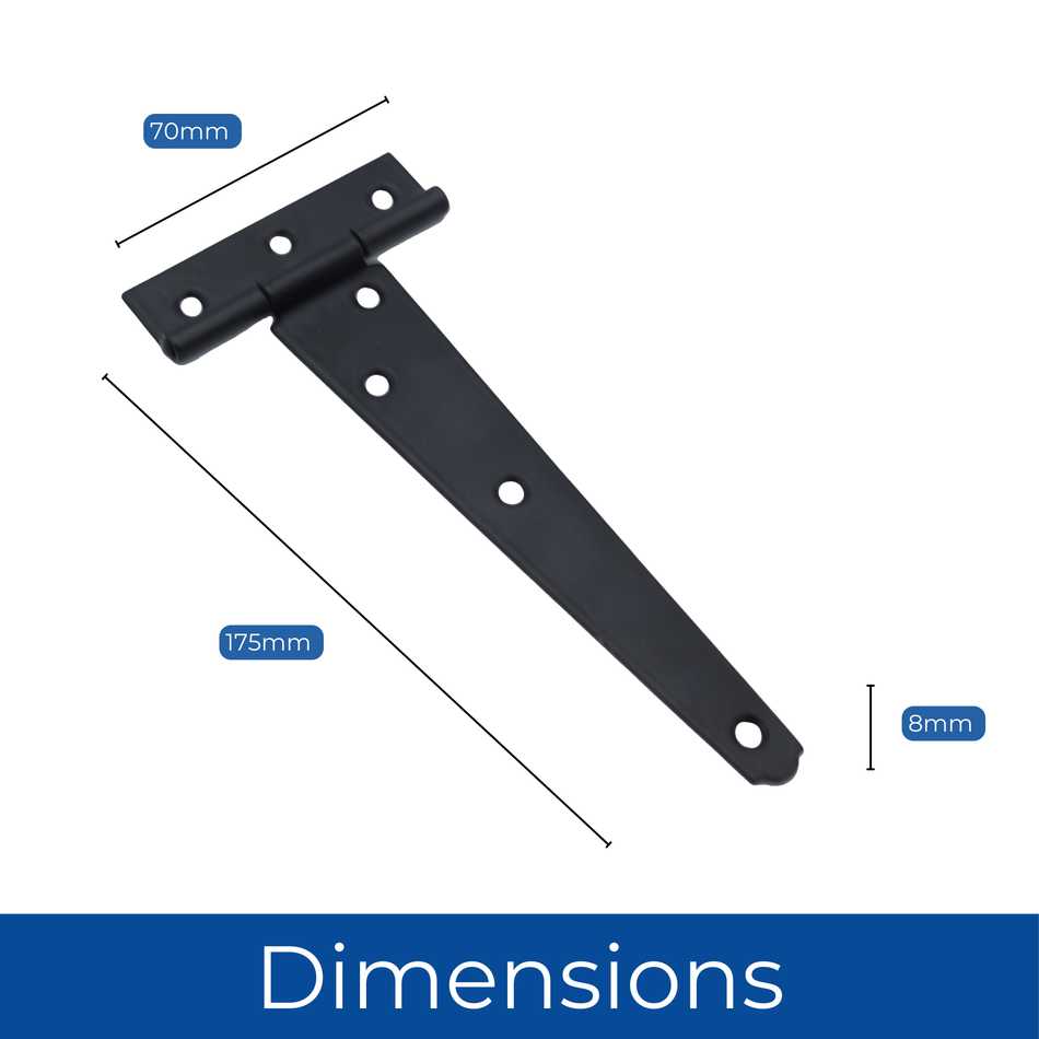 Tee Hinges 150mm Black Powder Coated Pair