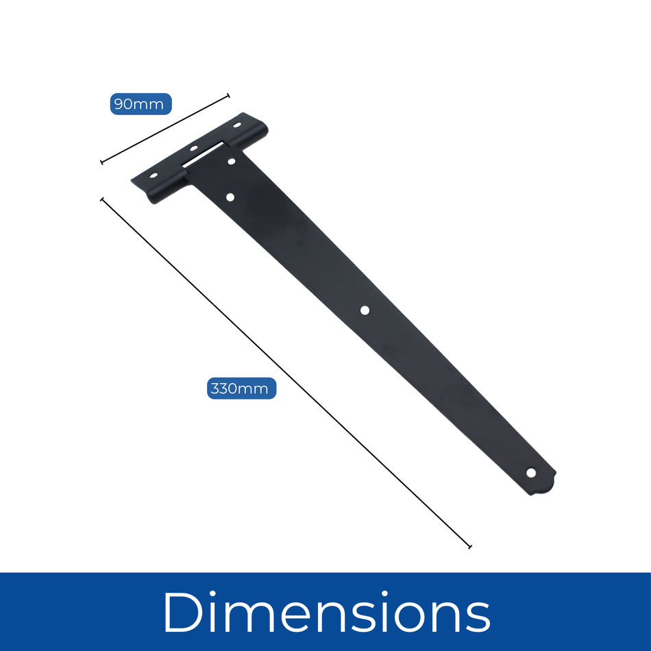 Tee Hinges 300mm Black Powder Coated Pair