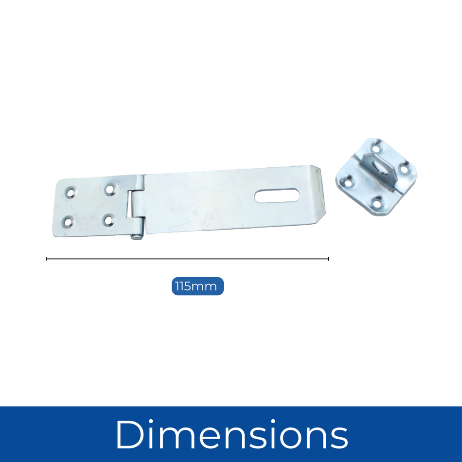 Safety Hasp & Staple 4.5 Inch (115mm) Gate, Shed & Cabinet Door Lock - Zinc Plated