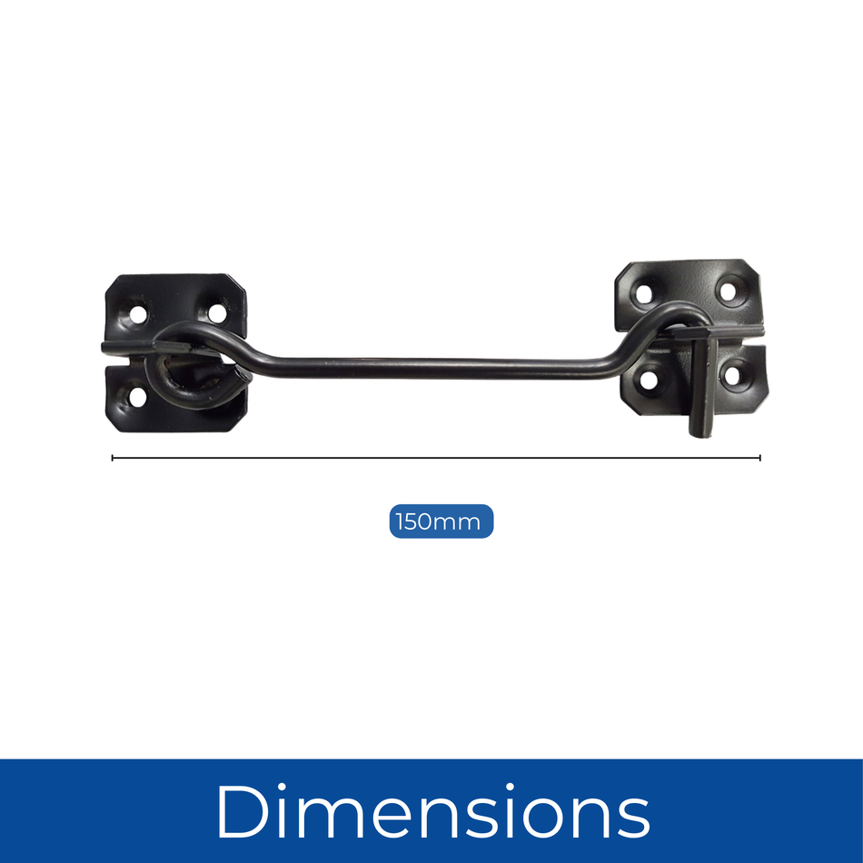 Wire Cabin Hook Eye Latch 6 Inch (150mm) Gate & Door Lock - Black