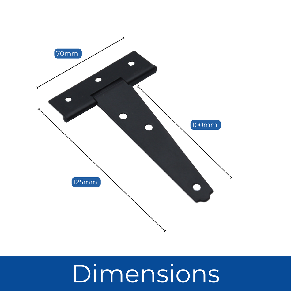 Tee Hinges 100mm Black Powder Coated Pair