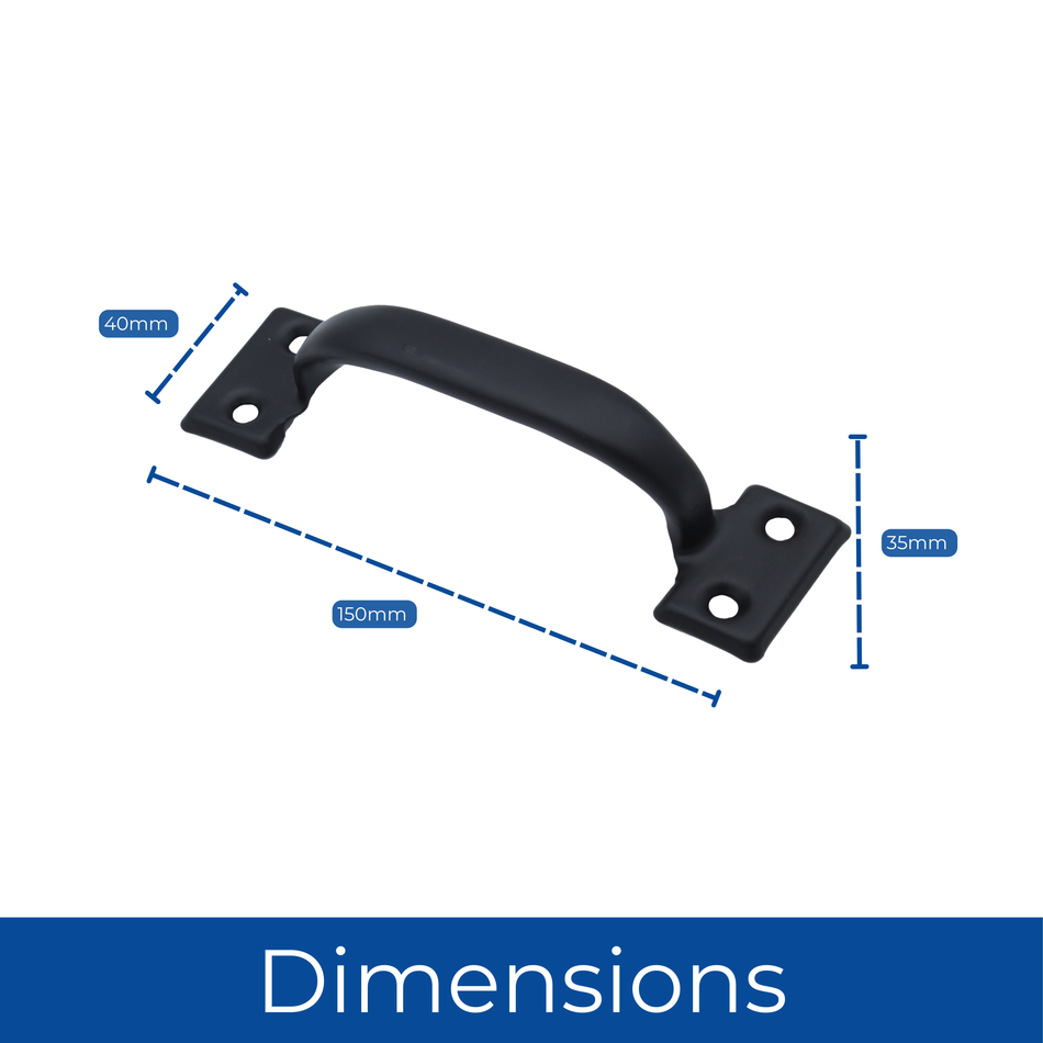 Black Bow Cast Iron Door Pull Handle - 150mm 6 Inch