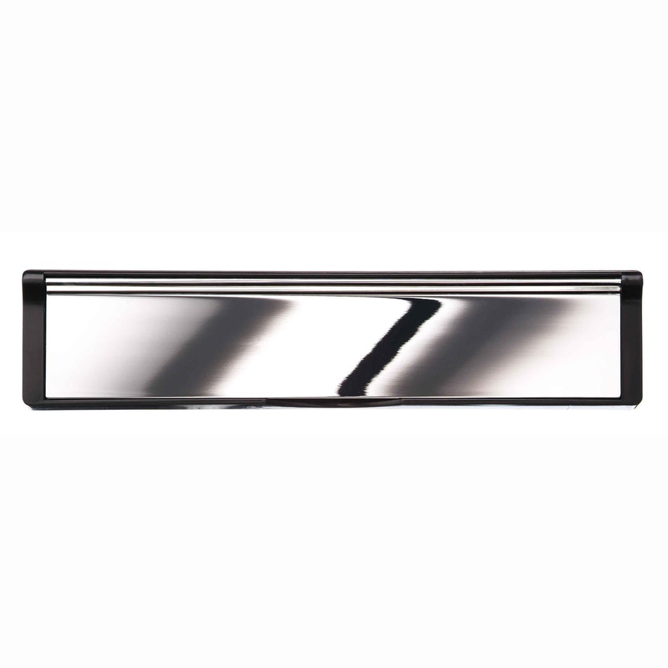 12" Letterplate for 40-80mm Thick Doors - Black/Chrome