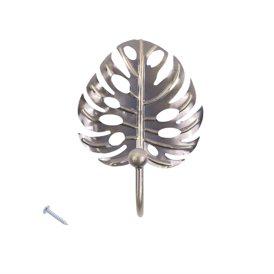 5 Pack Small Leaf Wall Hook - Brushed Brass - Wall Mounted Storage