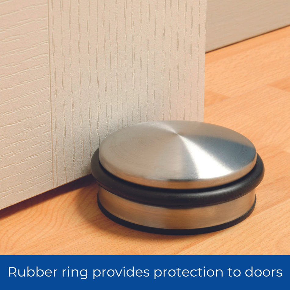 Heavy-Duty Door Weight with Bumper Rubber Buffer Ring - Satin Nickel 10cm 1.2kg