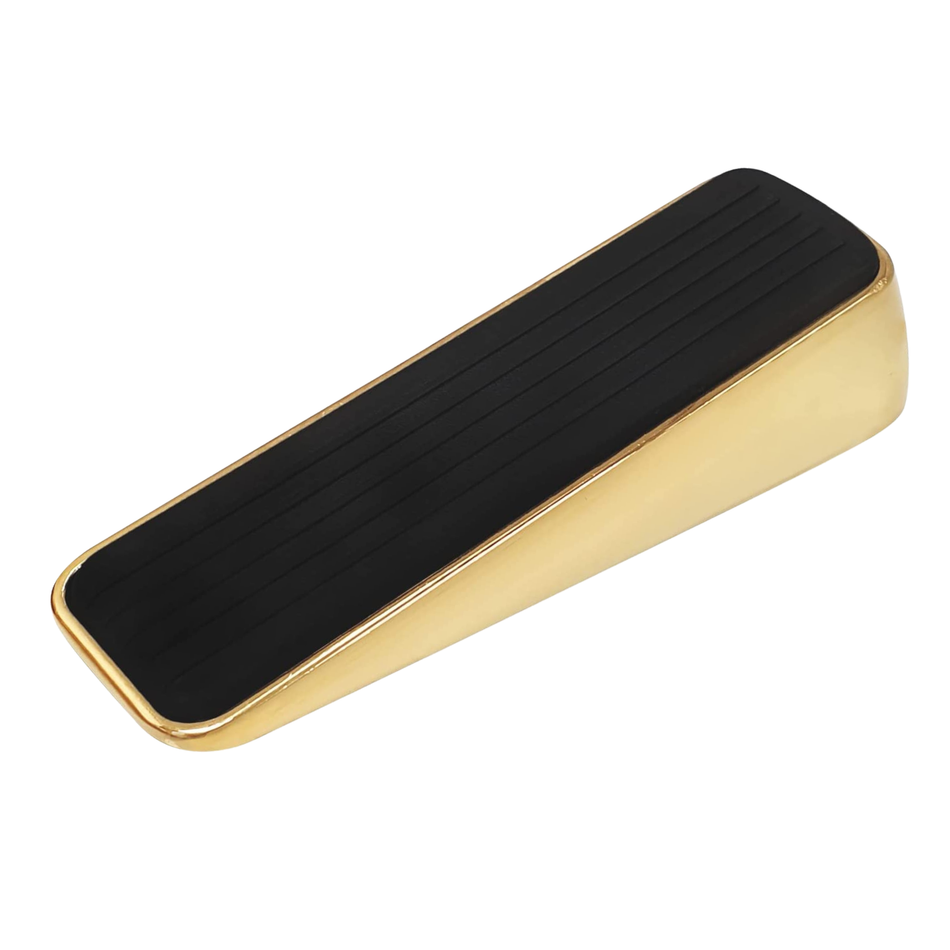 Premium Heavy-Duty Non-Slip Door Stopper Wedge - Polished Brass