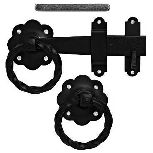 Twisted Ring Gate Latch-External Door Lock Black
