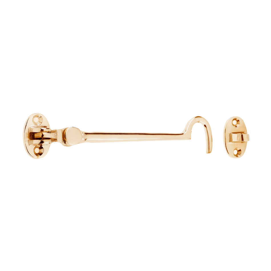 Cabin Hook Eye Latch 6 Inch (150mm) Gate & Door Lock - Polished Brass