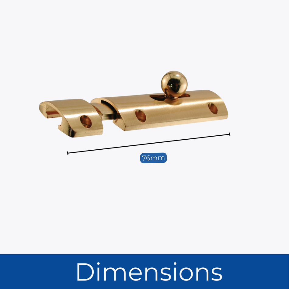 Convex Door Bolt 76mm 1 Pack - Polished Brass