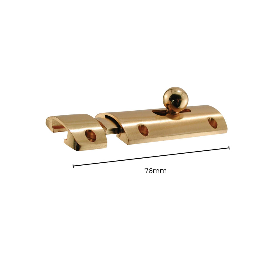 Convex Door Bolt 76mm 1 Pack - Polished Brass