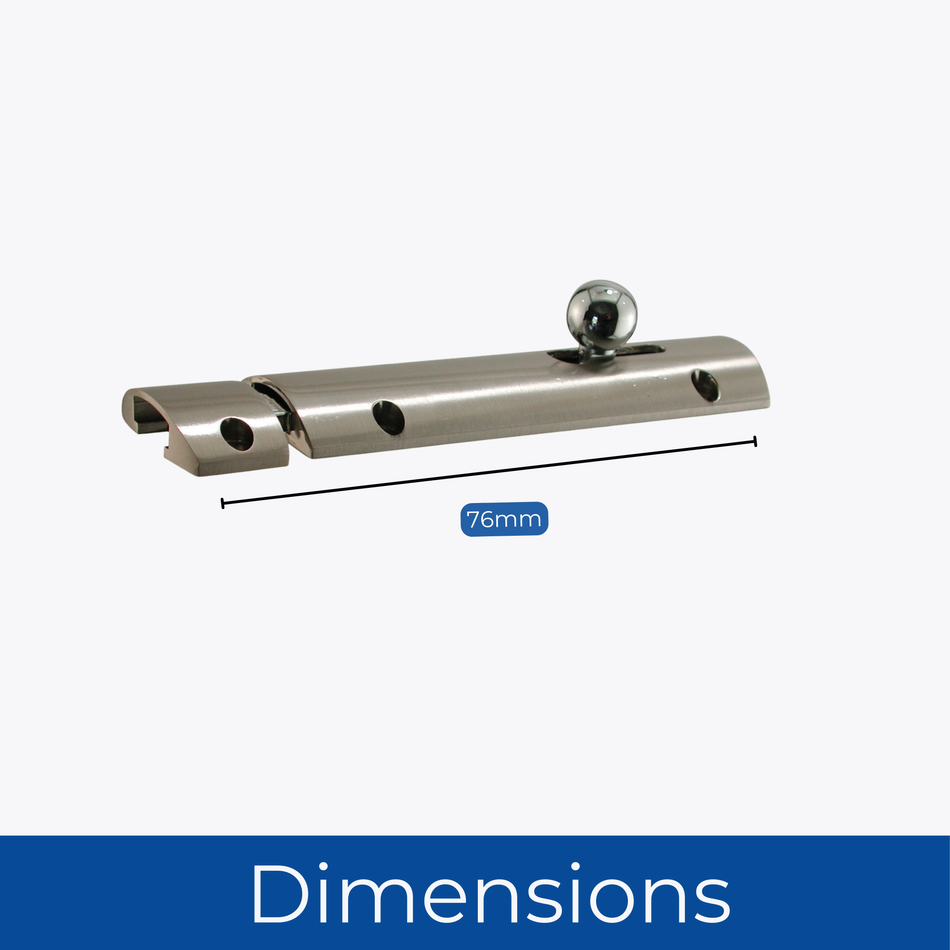 Convex Door Bolt 76mm 1 Pack - Brushed Satin Nickel