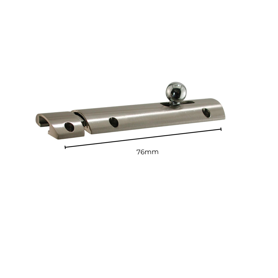 Convex Door Bolt 76mm 1 Pack - Brushed Satin Nickel