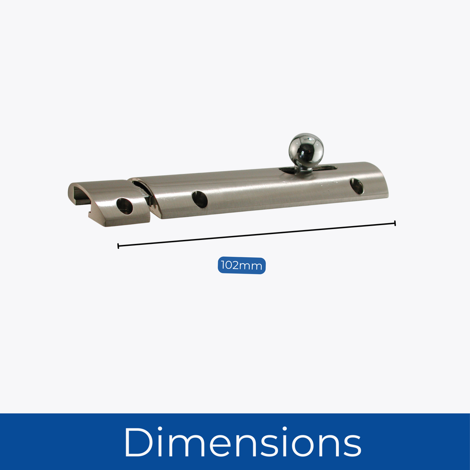 Convex Door Bolt 102mm 1 Pack - Brushed Satin Nickel