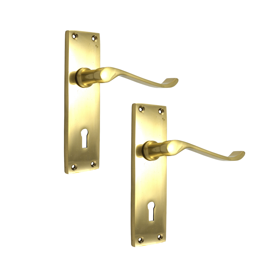 Scroll Lever Door Handles 150mm - Polished Brass (1 Pair)