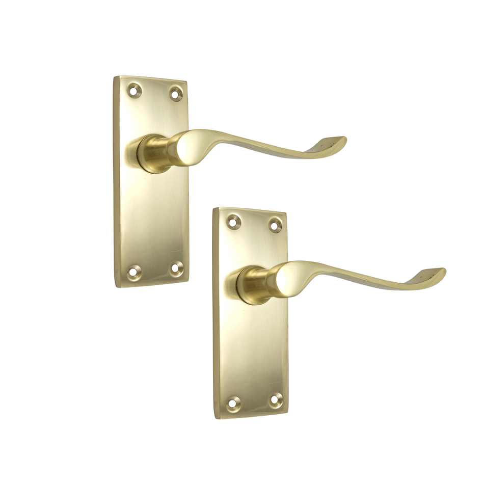 Scroll Tubular Latch Door Handles Victorian 112mm 4 Inch Brass (1 Pair)
