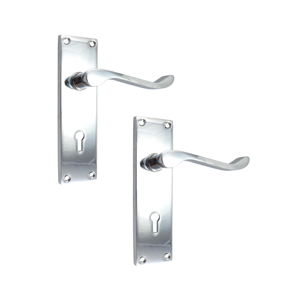 Scroll Lever Door Handles 150mm - Polished Chrome (1 Pair)