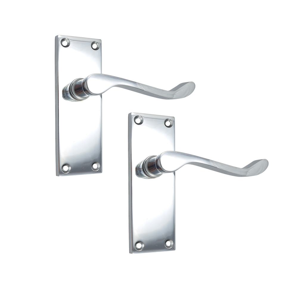 Scroll Tubular Latch Door Handles Victorian 112mm 4 Inch Polished Chrome (1 Pair)