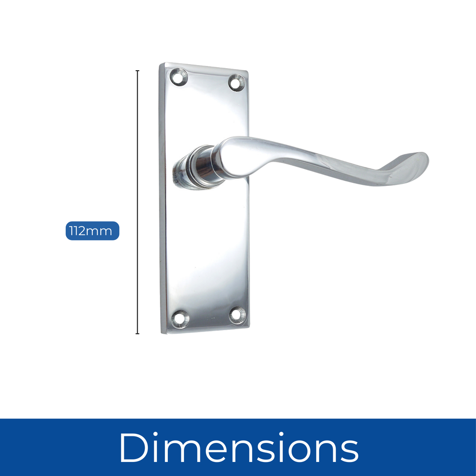 Scroll Tubular Latch Door Handles Victorian 112mm 4 Inch Polished Chrome (1 Pair)