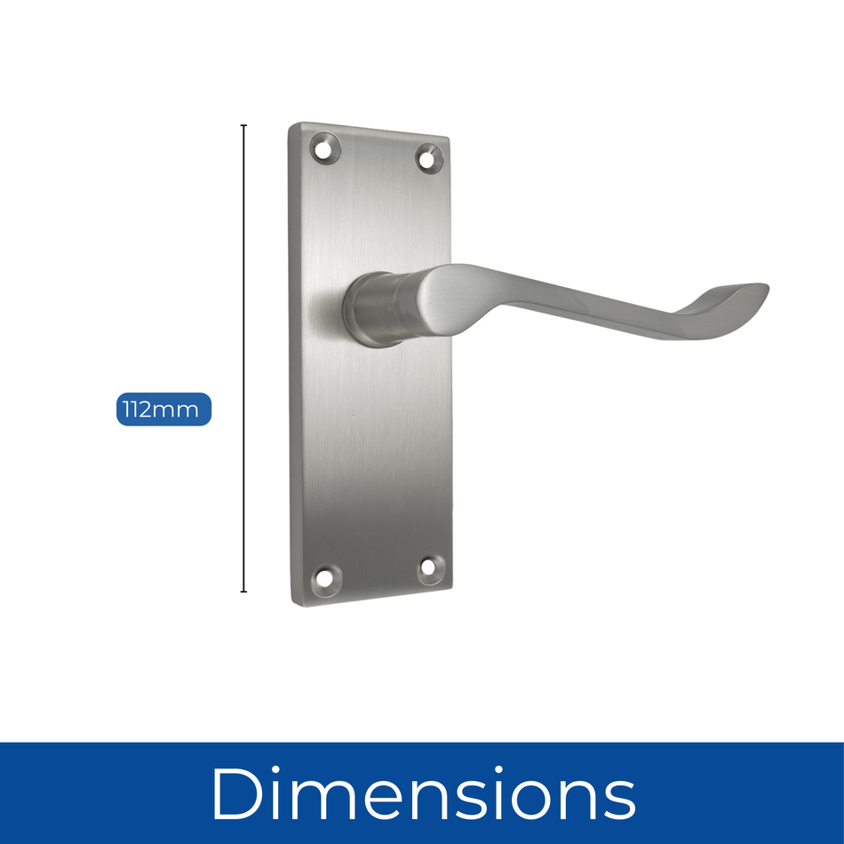 Scroll Tubular Latch Door Handles Victorian 112mm (4 Inch) Satin Chrome (1 Pair)