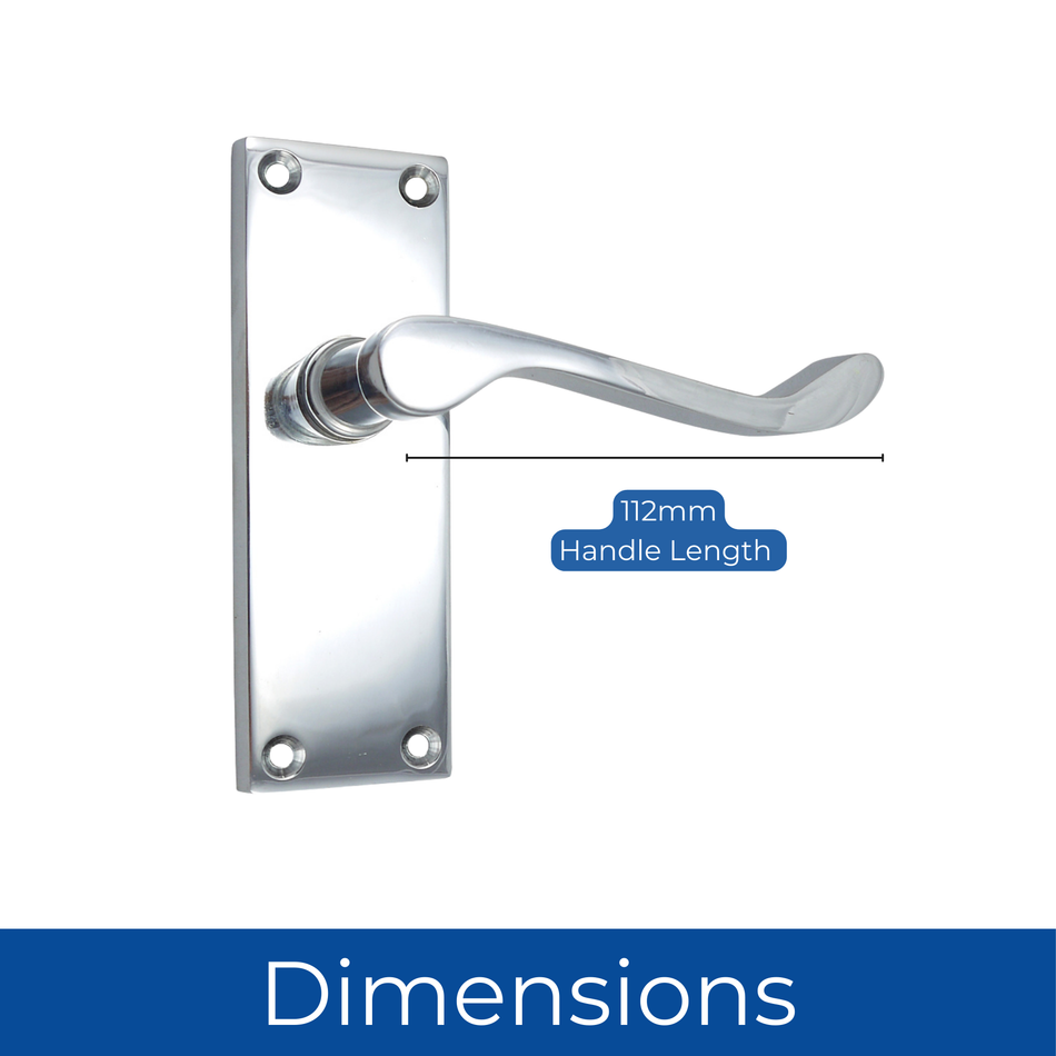 Victorian Door Handles 112mm 4 Inch Scroll Latch (1 Pair) - Polished Chrome