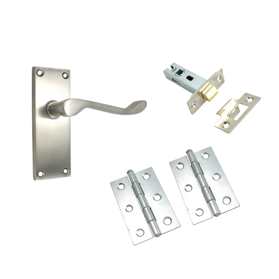 Victorian Door Handles 112mm 4 Inch Scroll Latch (1 Pair) - Satin Chrome