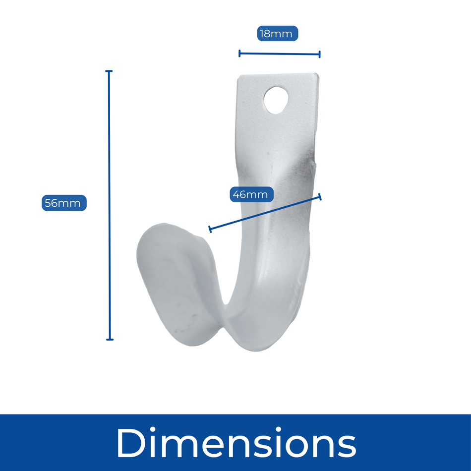 Wall Mounted Rust Resistant 4cm Steel Storage Hook - 2 Pack