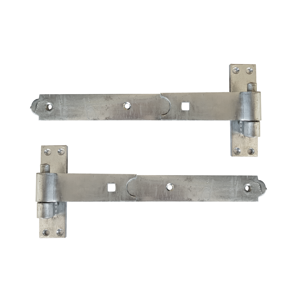 Heavy-Duty Cranked Hook & Band Gate Hinge, Galvanised - 300mm - Pair