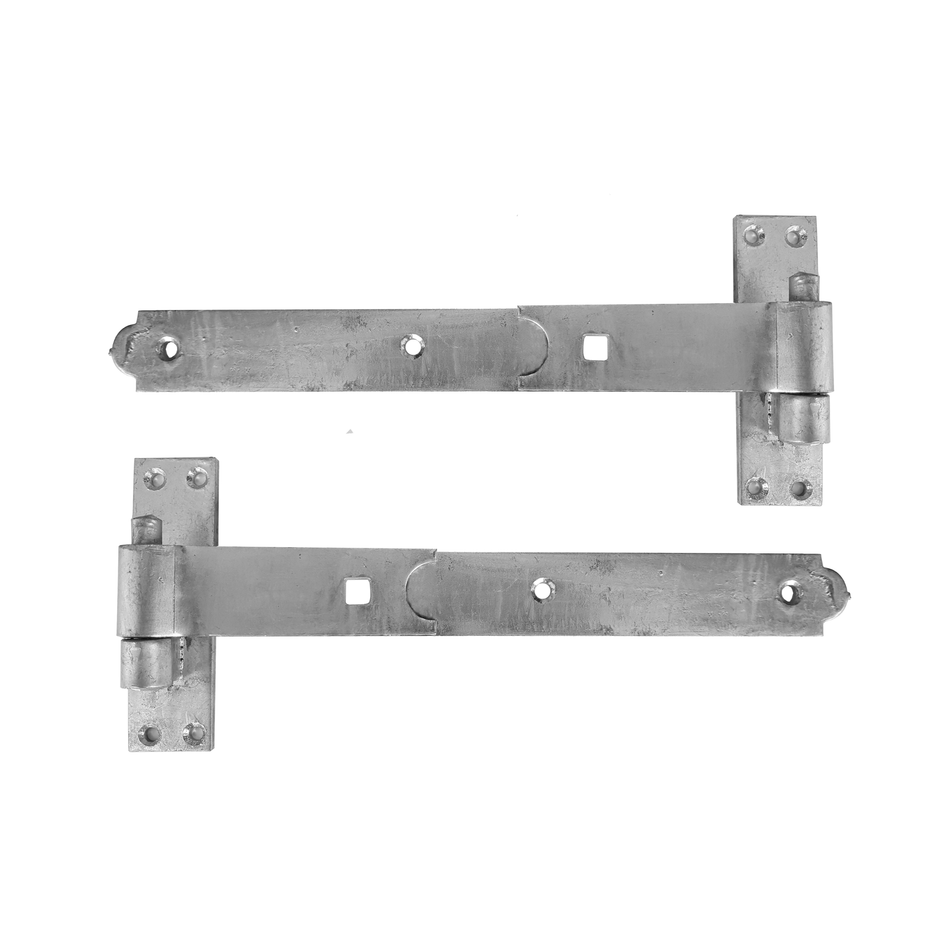 Heavy-Duty Cranked Hook & Band Gate Hinge, Galvanised - 400mm - Pair