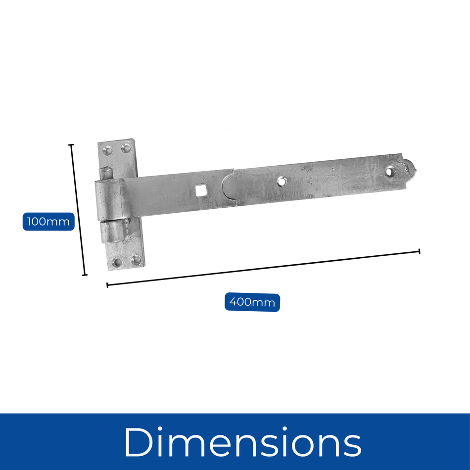 Heavy-Duty Cranked Hook & Band Gate Hinge, Galvanised - 400mm - Pair