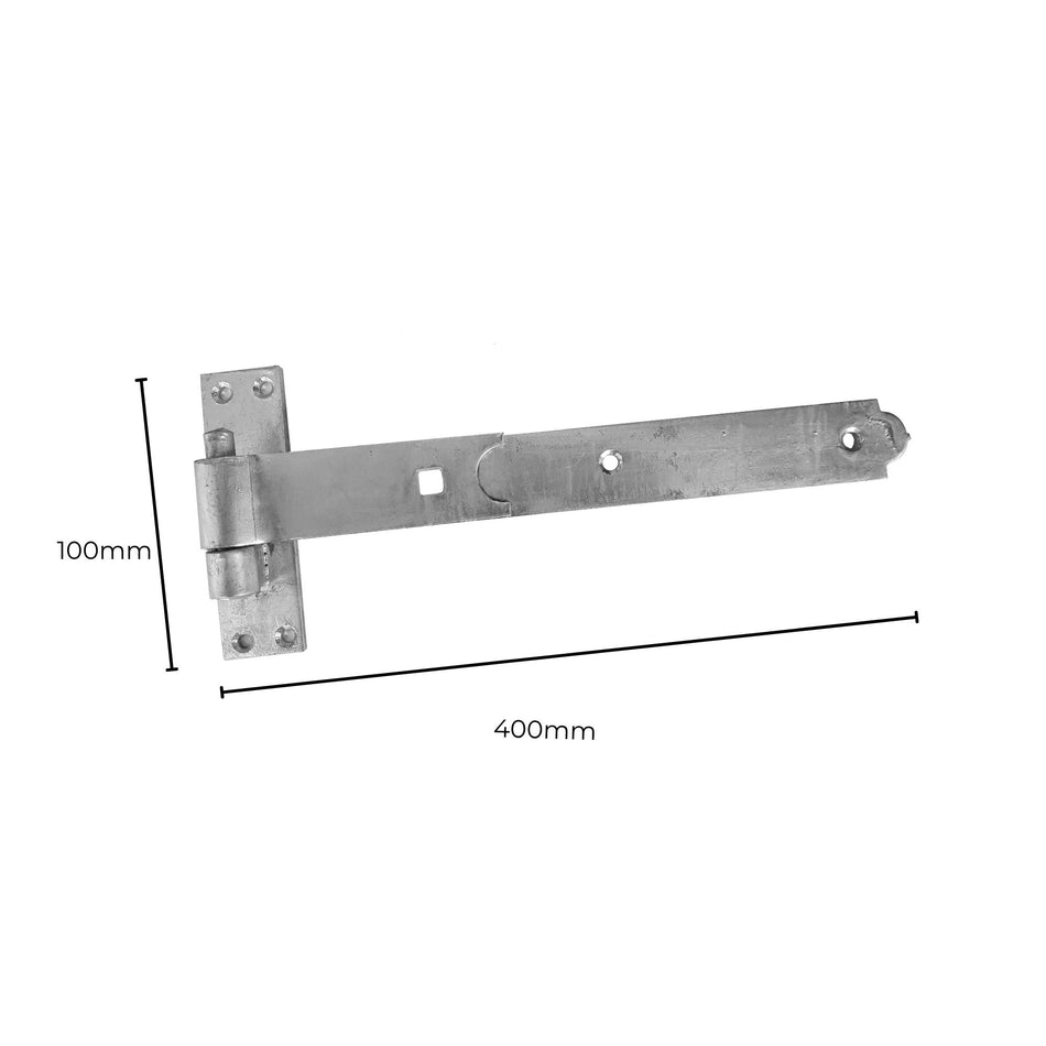 Heavy-Duty Cranked Hook & Band Gate Hinge, Galvanised - 400mm - Pair
