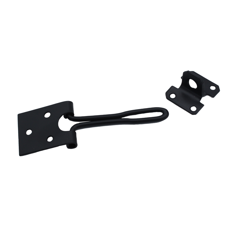 Wire Hasp & Staple 4 Inch (100mm) Shed Door & Hutch Lock - Black
