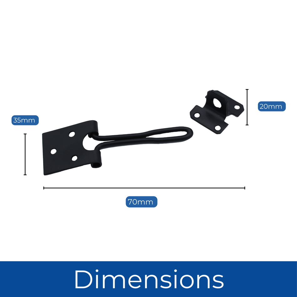 Wire Hasp & Staple 4 Inch (100mm) Shed Door & Hutch Lock - Black
