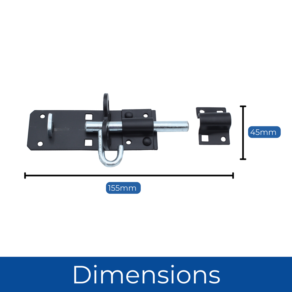 Brenton Padbolt 4 Inch (100mm) Sliding Gate & Door Lock - Black