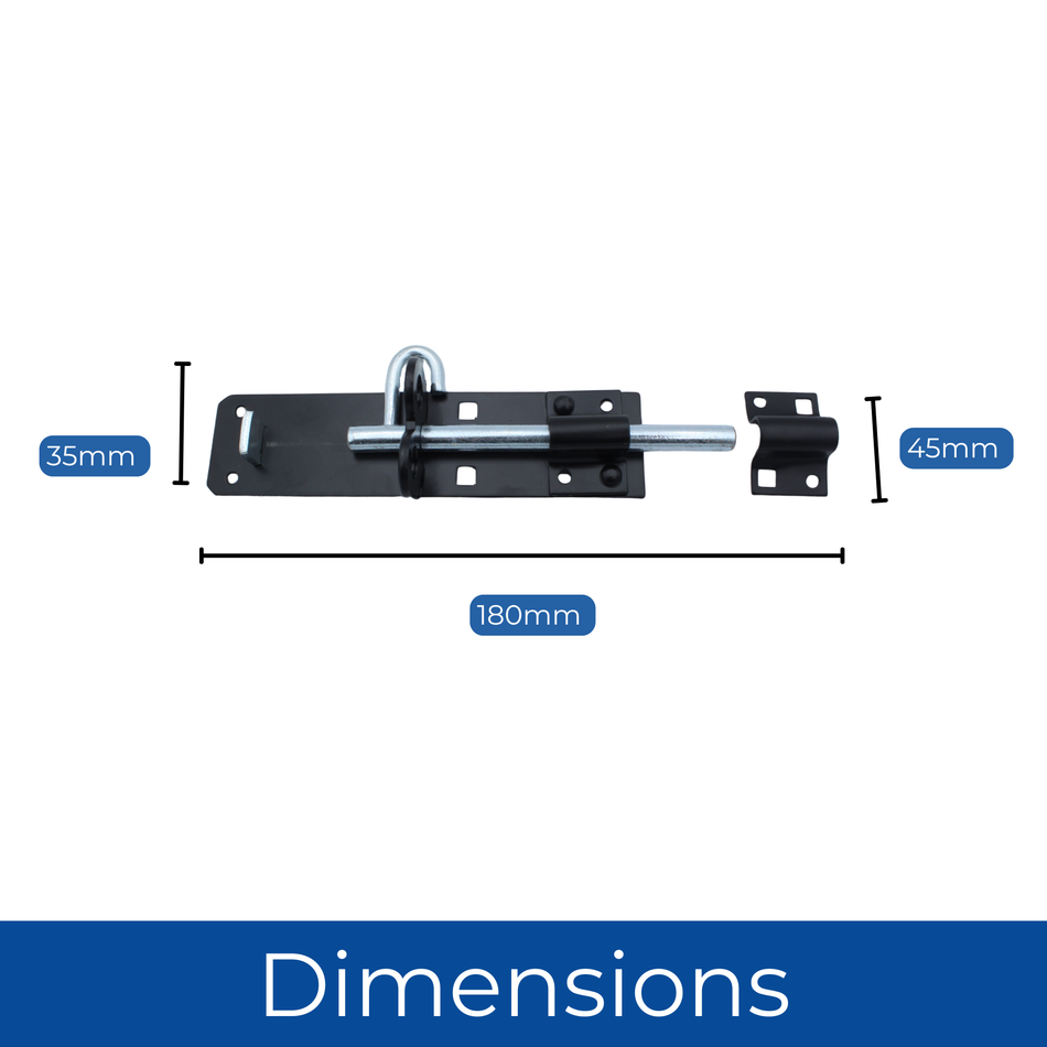 Brenton Padbolt 6 Inch (150mm) Sliding Gate & Door Lock - Black