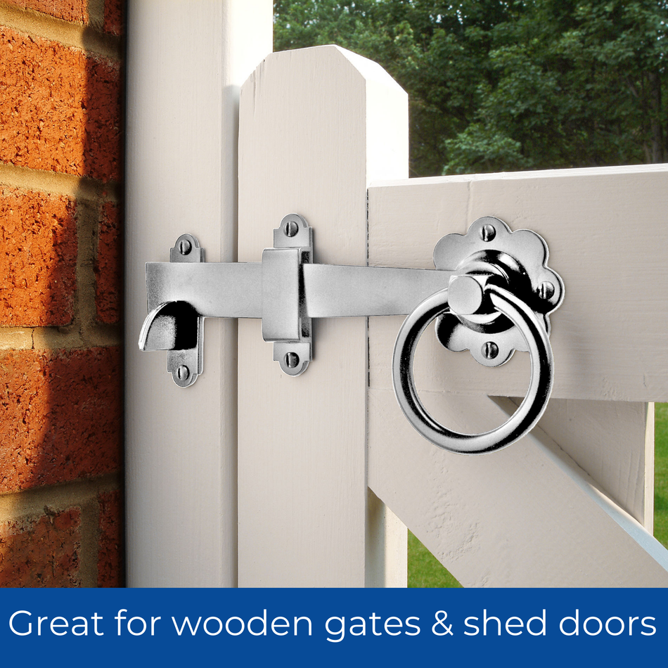 Ring Gate Latch Heavy Duty Smooth 152mm (6 inch) - Zinc Plated