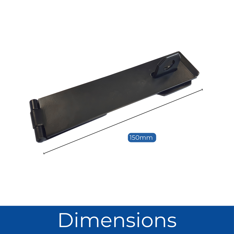 Safety Hasp & Staple 6 Inch (150mm) Gate, Shed & Cabinet Door Lock - Black